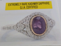 Platinum Natural Unheated Kashmir Sapphire Corundum (1.77ct) and Diamond (0.45ct) Ring (size 6.5) Retail Value $15,630 - 4