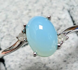 $160 Silver Chalcedony And Diamond 0.02Ct Ring