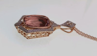 14K Two Tone Gold Natural Morganite Beryl (16.20ct) and Diamond (0.70ct) Pendent W/Chain. Retail Value $21,460 - 3