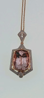 14K Two Tone Gold Natural Morganite Beryl (16.20ct) and Diamond (0.70ct) Pendent W/Chain. Retail Value $21,460 - 4