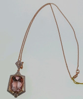 14K Two Tone Gold Natural Morganite Beryl (16.20ct) and Diamond (0.70ct) Pendent W/Chain. Retail Value $21,460 - 5