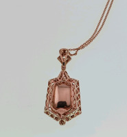 14K Two Tone Gold Natural Morganite Beryl (16.20ct) and Diamond (0.70ct) Pendent W/Chain. Retail Value $21,460 - 6