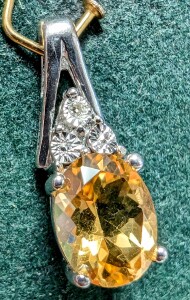 $200 Silver Citrine 1.25Ct & Diamond 0.002Ct Pendant