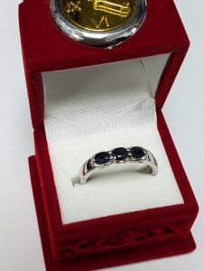 $100 Silver Sapphire 0.3Ct Ring