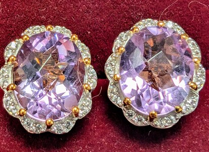 $240 Silver Amethyst 5Ct Earrings