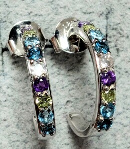 $120 Silver Multi Color Gemstone Earrings