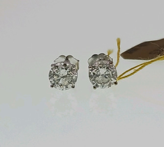 14K Gold Diamond Stud Earrings. 2 Genuine Round Diamonds (2.01ct tw) Retail Value $15,660.00