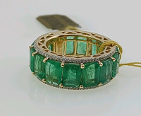 14K Gold Emerald and Diamond Ring (size 6.5) 14 Genuine Faceted Emeralds (13.41ct) with 1152 Genuine Round Diamonds (0.46ct) Retail Value $27,868.00 - 2