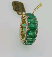 14K Gold Emerald and Diamond Ring (size 6.5) 14 Genuine Faceted Emeralds (13.41ct) with 1152 Genuine Round Diamonds (0.46ct) Retail Value $27,868.00 - 3