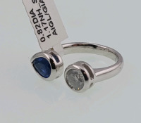 Platinum Sapphire and Diamond Ring (size 6.5) Oscar Friedman Polished, Stamped and Tested Platinum Ring One Genuine GIA Pear Shaped Sapphire (1.17ct) One Genuine Diamond (0.82ct) Retail Value $14,880.00 - 3