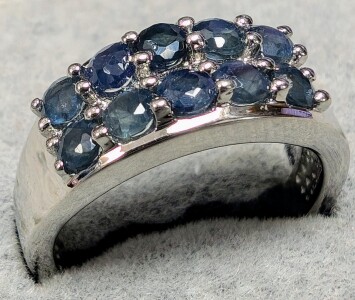 $240 Silver Blue Sapphire Ring