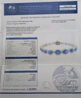 Platinum Natural Sapphire Corundum and Diamond Bracelet. Oval Brilliant Cut Natural Sapphire Corundum Gemstones (11.49ct tw) Round Brilliant Cut Diamonds Accent Braclet around Canter Gemstones (2.99ct tw) Retail Value $39,740.00 - 4