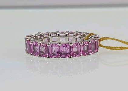 18K Gold Pink Sapphire Eternity Ring (size 5) White Gold Eternity Ring 21 Genuine Pink Sapphire (6.00ct) Retail Value $6,630.00