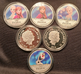 (6) Disney Frozen Movie Silver Plated Collection Coins