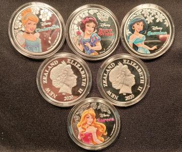 (6) Disney Princess Silver Plated Collectible Coins