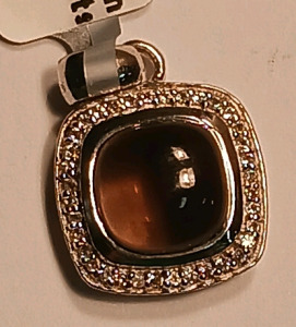 Smokey CZ Silver Pendant