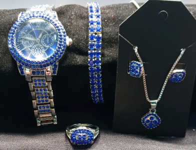 Set Jewelry Set Ring, Watch Bracket, Earrings, and Necklace