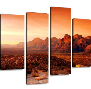 (1) 4-Panel Red Rock Canyon, Nevada Canvas Wall Art