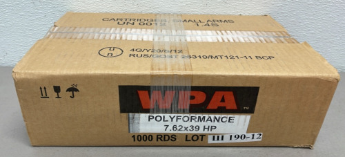 (1000) Rounds Of WPA 7.62 x 39 HP 123 Grain Ammunition Cartridges