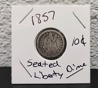 1857 Seated Liberty Dime In Protective Case