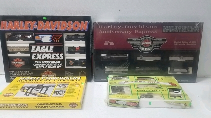 Harley Davidson-Eagle Express (90th Anniversary),Harley Davidson - American Express (95th Anniversary),Harley Davidson Manufacturing Operating Train Crane, Toys R Us HO Electric Train Set