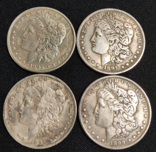 (4) 1896 to 1899 Lady Liberty Dollar Coins-Collectable Replica Coins