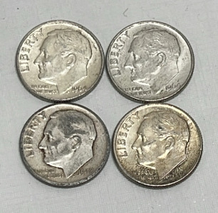 (4) Roosevelt Silver Dimes Dated 1948 And 1964