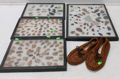 (4) Stone Arrowhead Collection, Moccasins (sz 2)