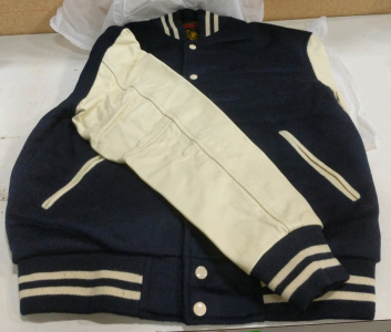 Brutul Bee Original Letterman Jacket Navy Blue/Cream Large