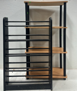 4 Level Wood Display Rack, Black Painted Wood Book Rack