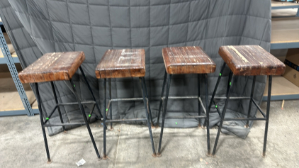 (4) Solid Wood Barstools