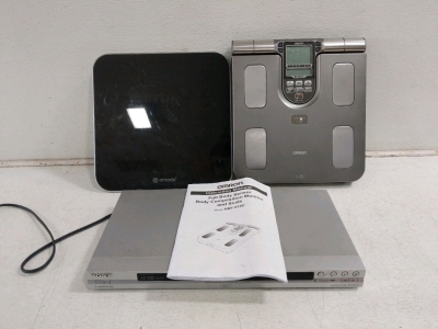 (3) Electronics Set - (1) Omron Scale (1) Body Trace Scale (1) Sony DVD Player