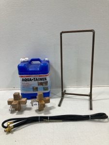 Assorted items, Pipe structure, Gas Tubing, Home Decor and (1) Aquatainer