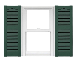 Mid America Open Louver Vinyl Shutters (1 Pair) - 14.5 x 55 028 Forest Green