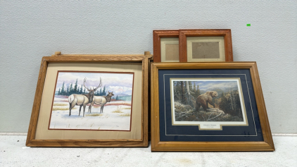 (1) Blank Wood Picture Frame, (2) Frame for 6 Pictures, Elk Painting, Grizzlys Domain Painting by Terry Doughty