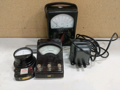 Electrical Instruments - (1) Galvanometer (1) AC Ampere Meter (1) Transformer (1) Multimeter Model 630 (r3)