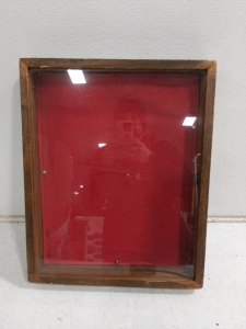 (1) Wood Shadow Box Display Case - Felt Lined - 21"x17"