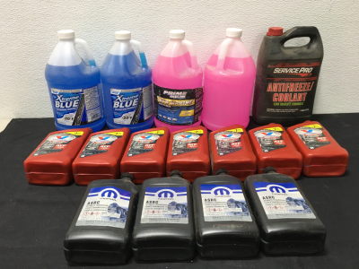 (3) Antifreeze, (11) Transmission Fluid, (2) Windshield Washer