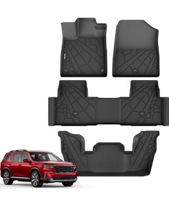 Floor Mats Fit for 2023 2024 2025 Honda Pilot, TPE Rubber All Weather Protection Heavy Duty Floor Liners