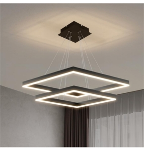 Welaki Modern Square Chandelier Black (r6)