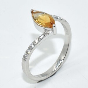 Silver Citrine Cz(1.15ct) Ring