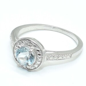 Silver Blue Topaz Cz(1.1ct) Ring