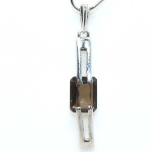 Silver Smokey Quartz(1.15ct) Pendant