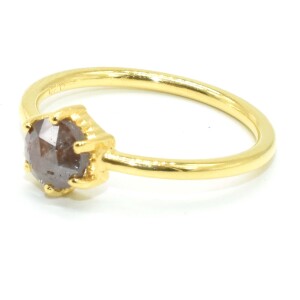 Gold plated Sil Rose Cut Diamond(0.85ct) Ring