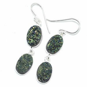 Silver Rainbow Druzy(11.2ct) Earrings