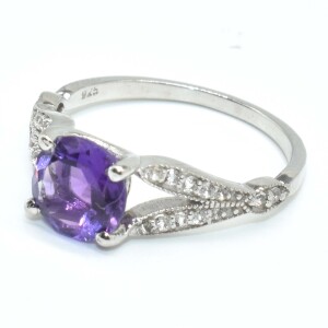 Silver Amethyst Cz(1.2ct) Ring