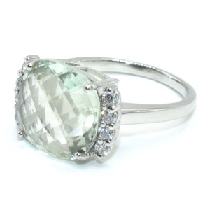 Silver Green Amethyst Cz(4.9ct) Ring