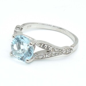 Silver Blue Topaz Cz(1.8ct) Ring