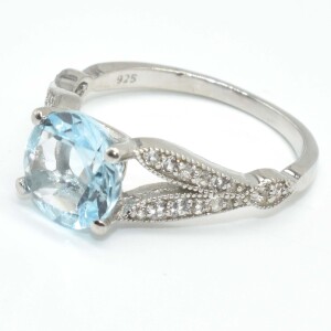 Silver Blue Topaz Cz(1.8ct) Ring