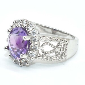 Silver Amethyst Cz(3.85ct) Ring